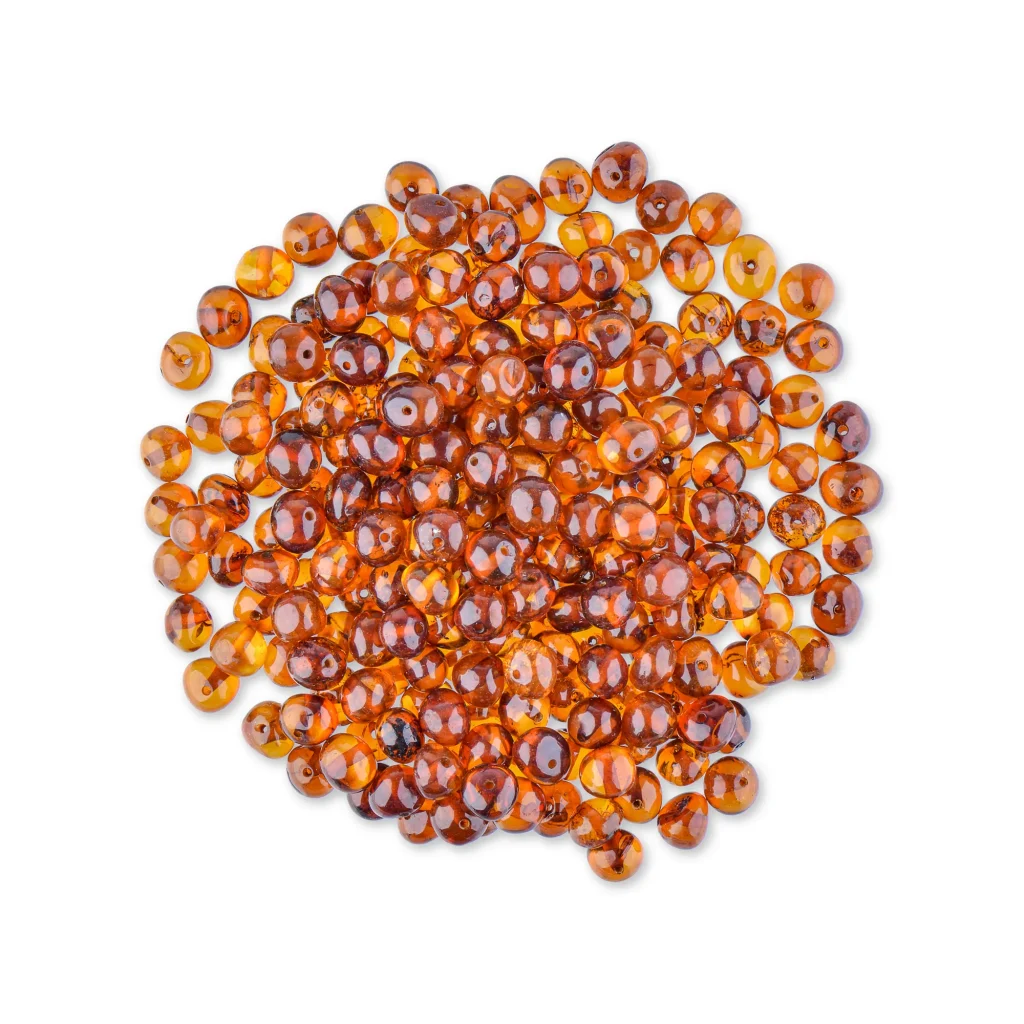 Polished cognac color loose amber beads