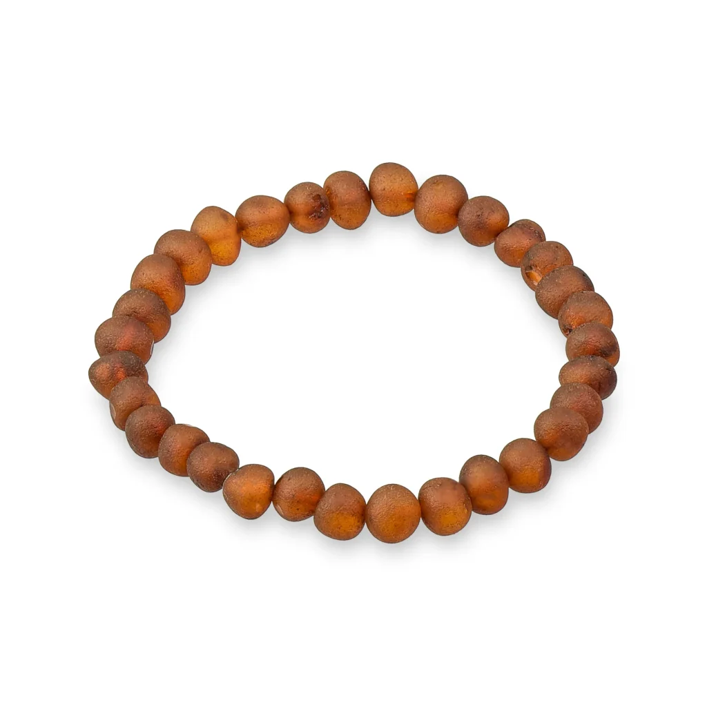Amber bead stretch bracelet with matte finish and warm, gradient tones for natural elegance.