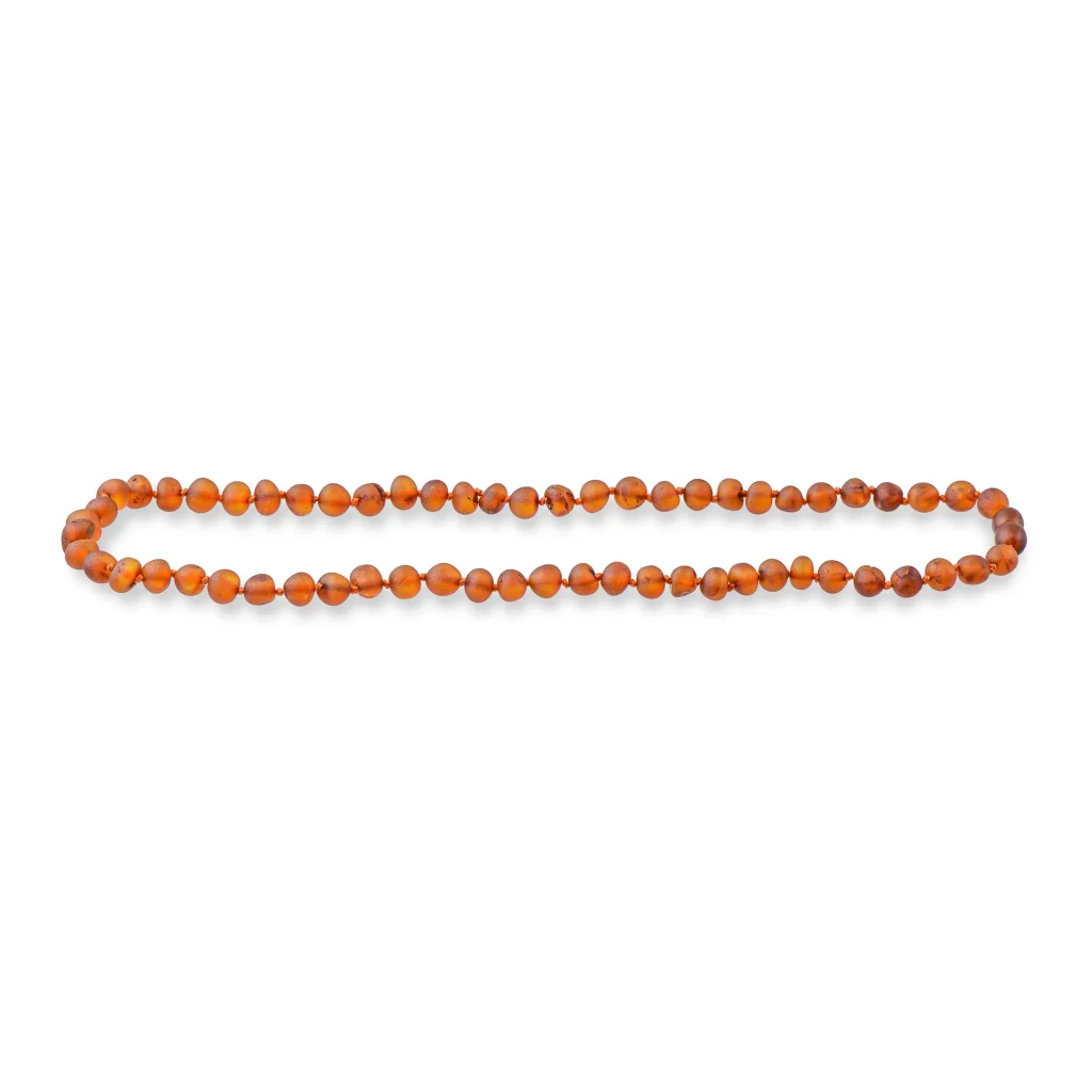 Handmade Baltic amber necklace with warm orange, polished, irregular beads showcasing natural elegance.