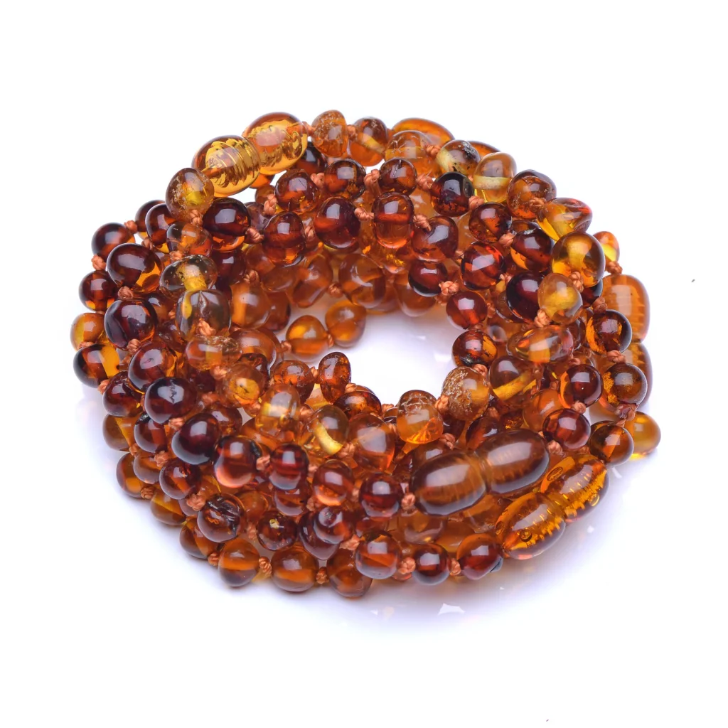 Polished cognac color teething amber bracelets wholesale