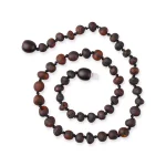 Unpolished teething amber necklace cherry color