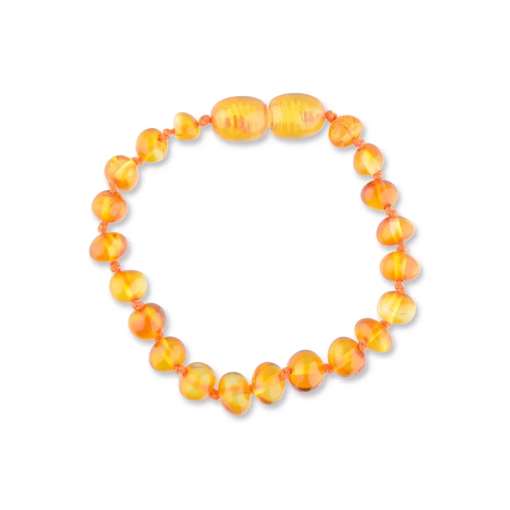 Polished teething amber bracelet honey color