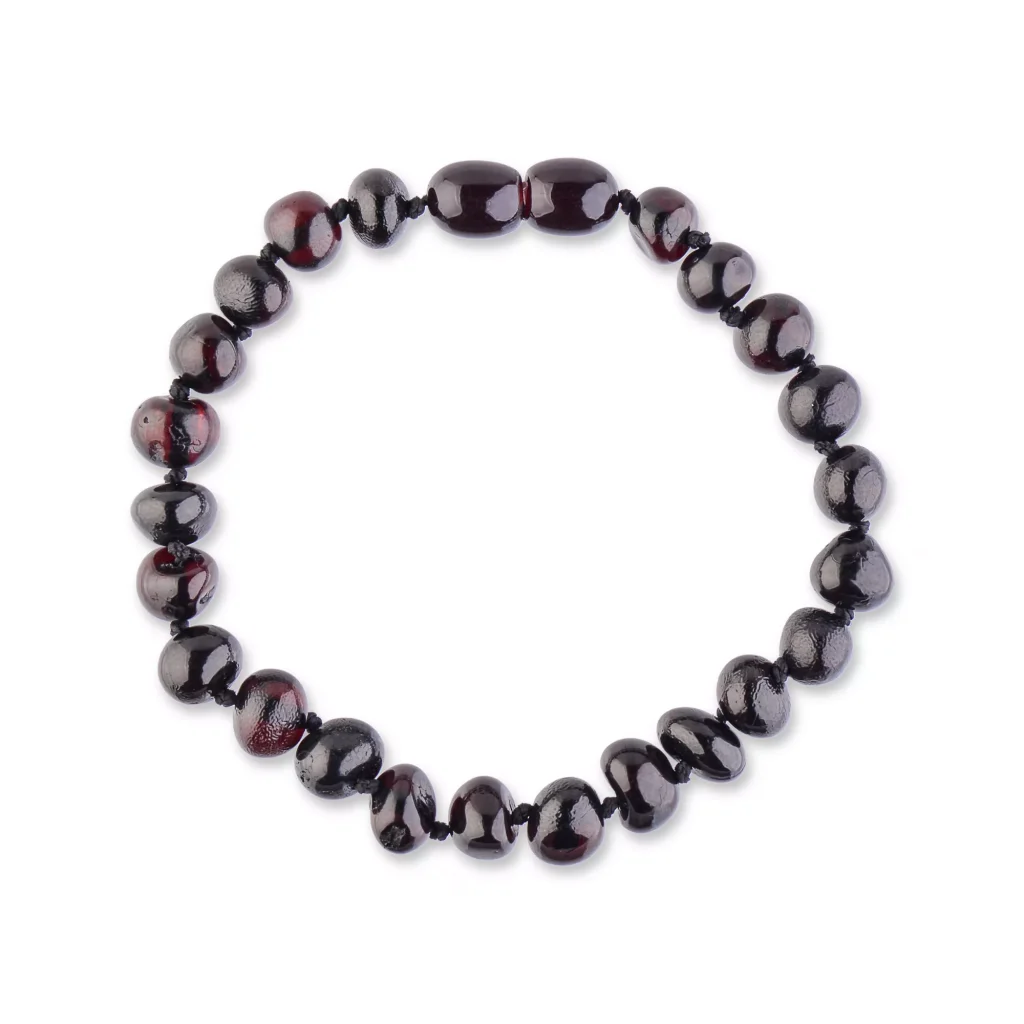 Polished cherry color amber bracelet with clasp