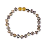 Polished dark green color amber bracelet with clasp