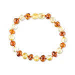 Polished bicolour amber bracelet with clasp