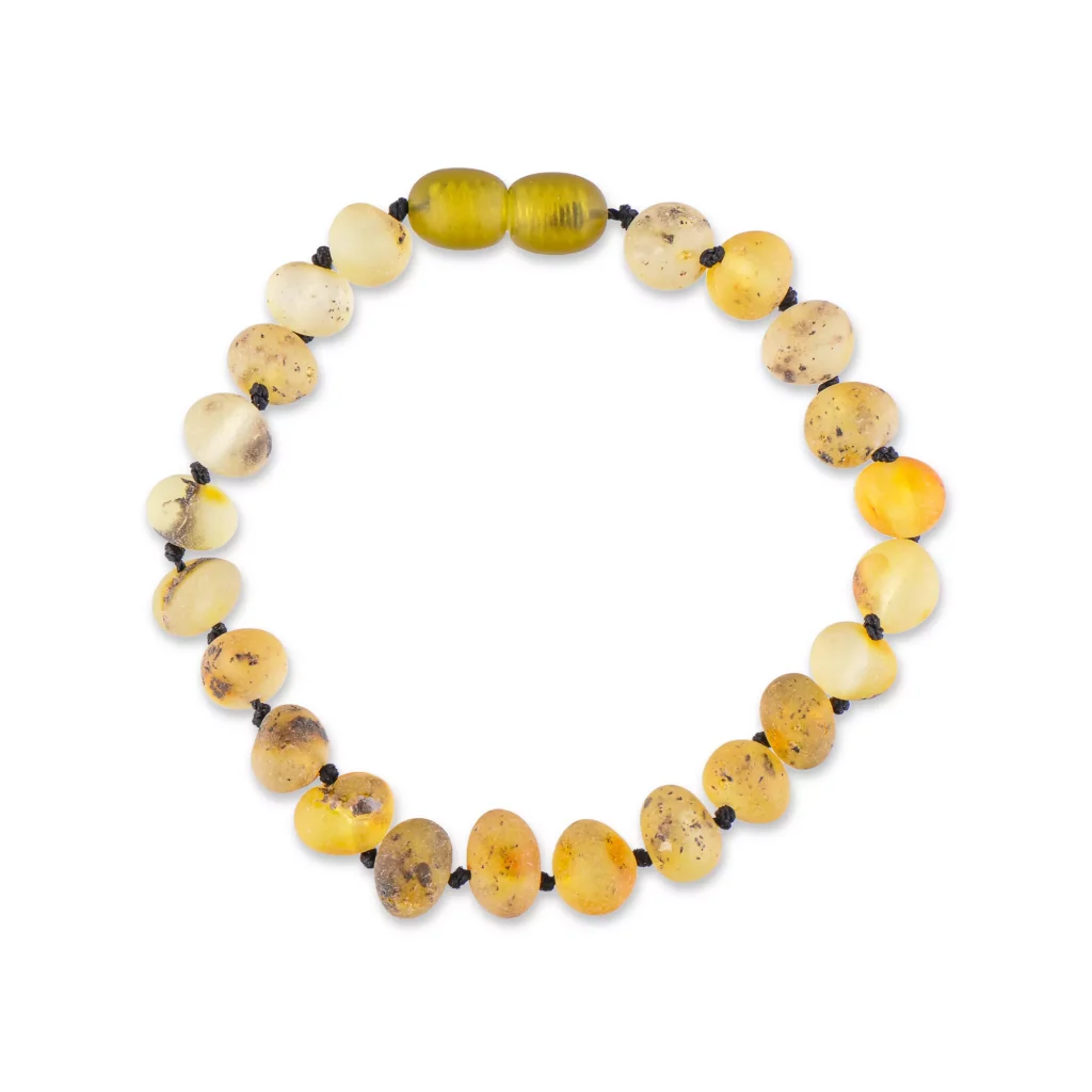 Unpolished light green color amber bracelet with clasp