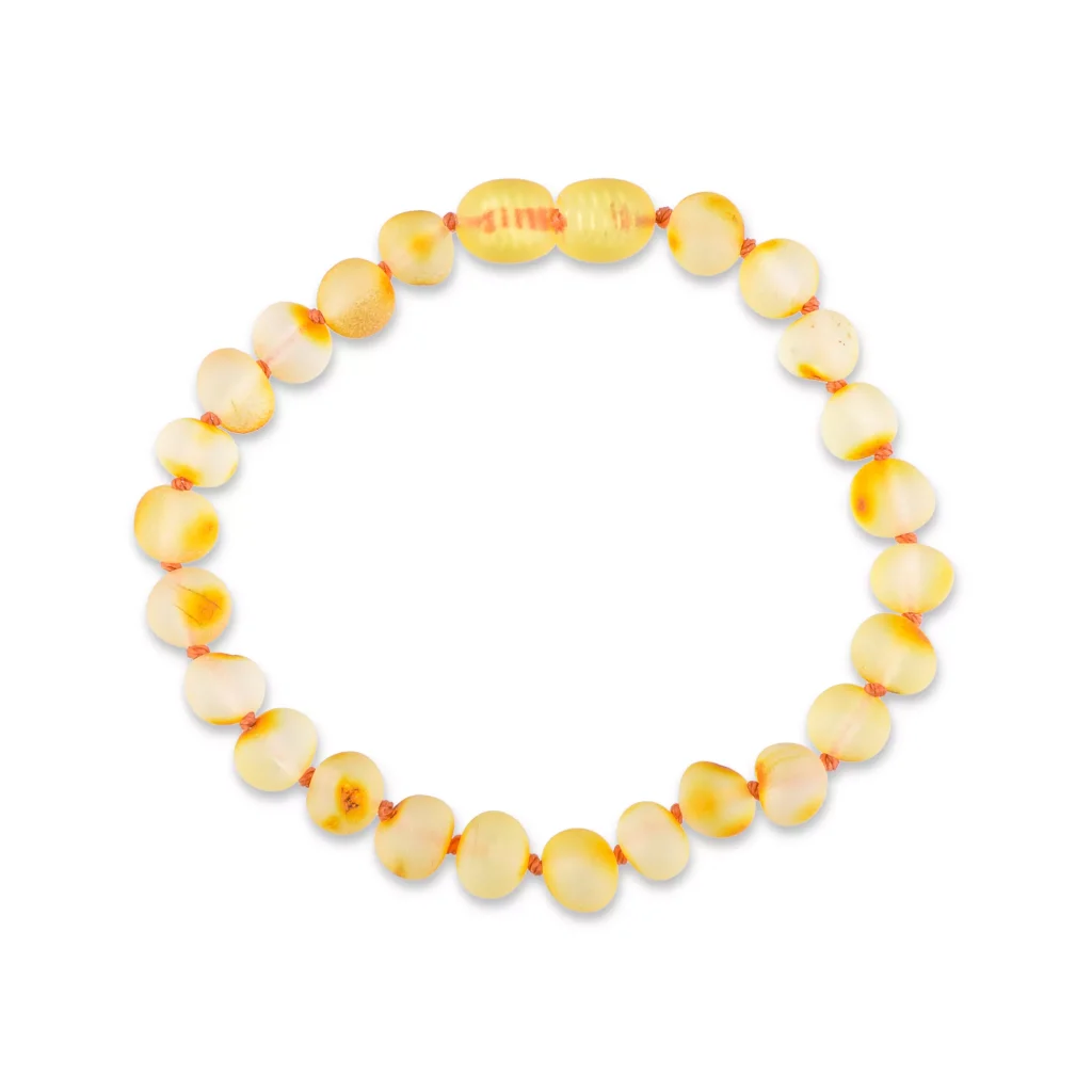 Unpolished honey color amber bracelet with clasp