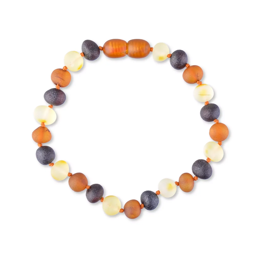 Unpolished multicolor amber bracelet with clasp