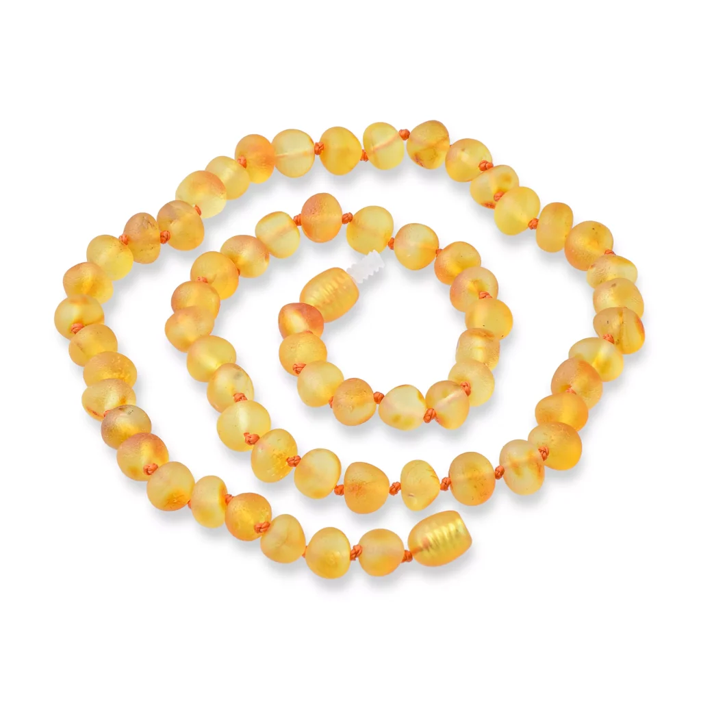 Unpolished amber necklace honey color