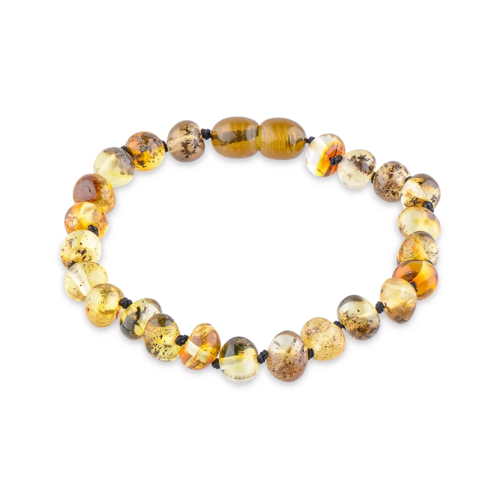 Polished light green color amber bracelet with clasp