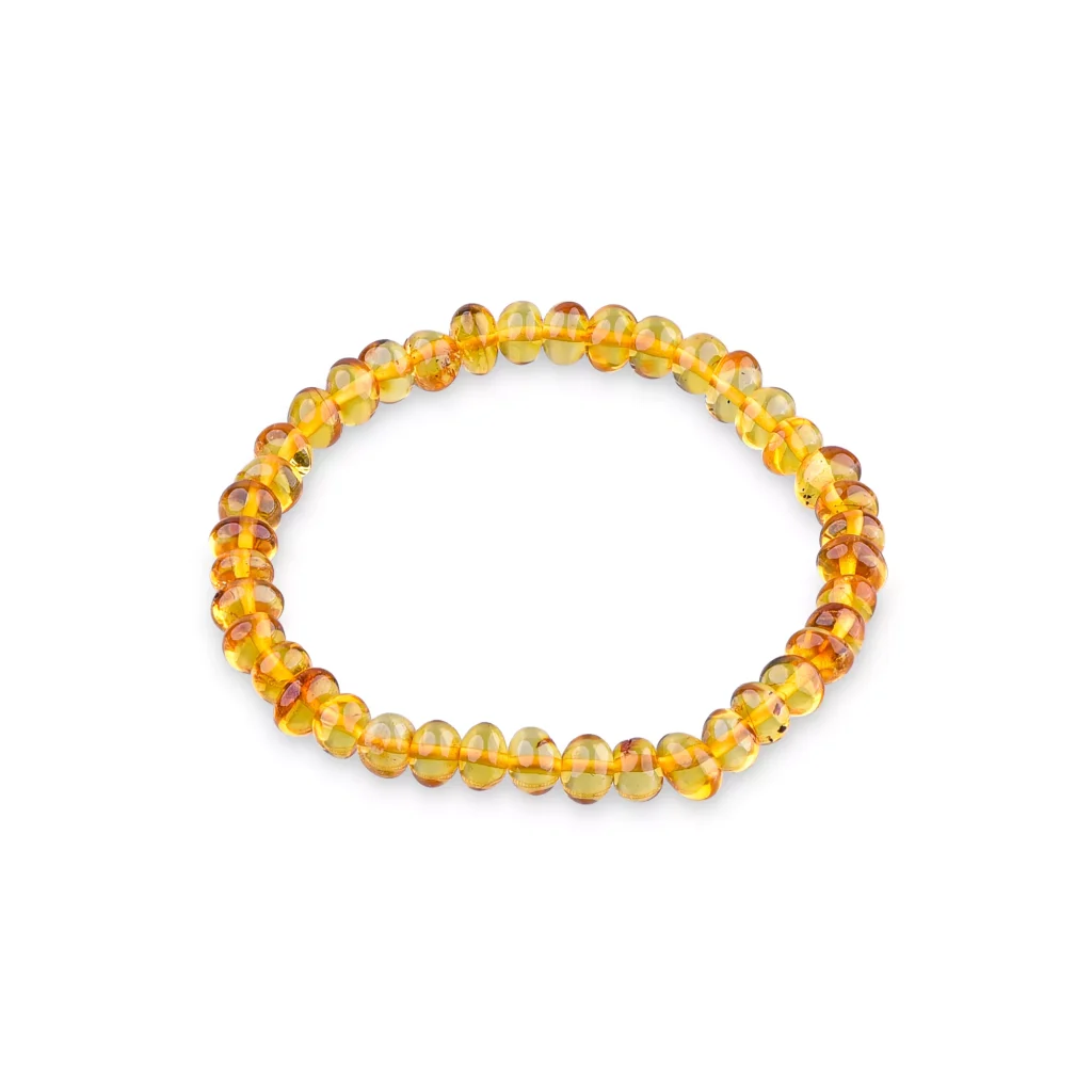 Polished honey color bracelet on elastic thread