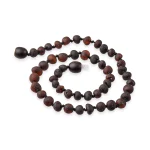 Unpolished teething amber necklace cherry color