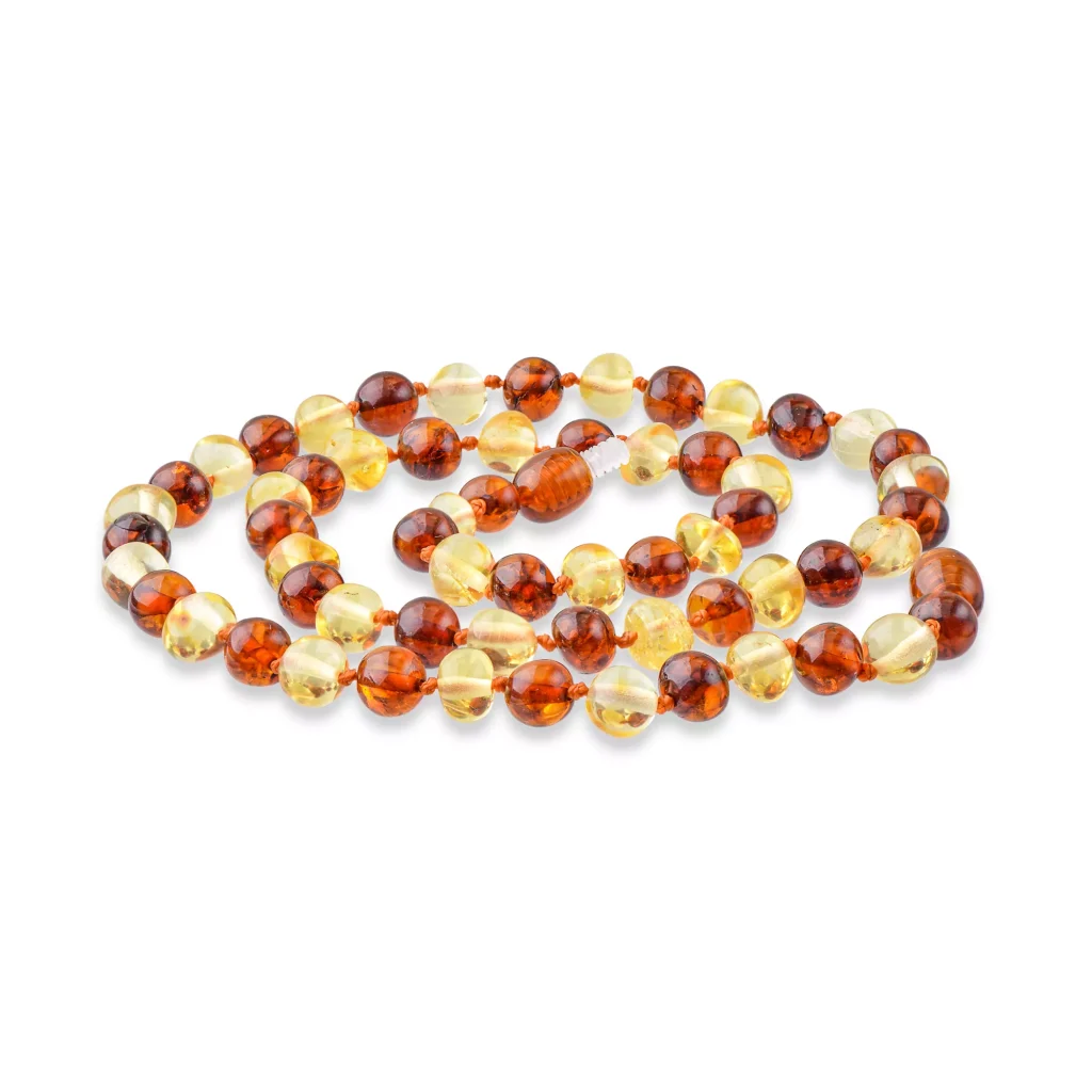 Polished amber necklace bicolour