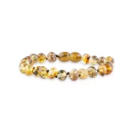 Polished light green color amber bracelet with clasp