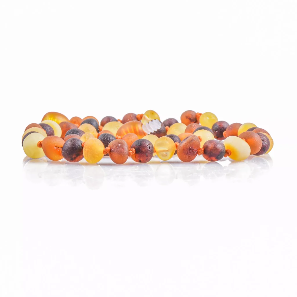 Unpolished teething amber necklace multicolor