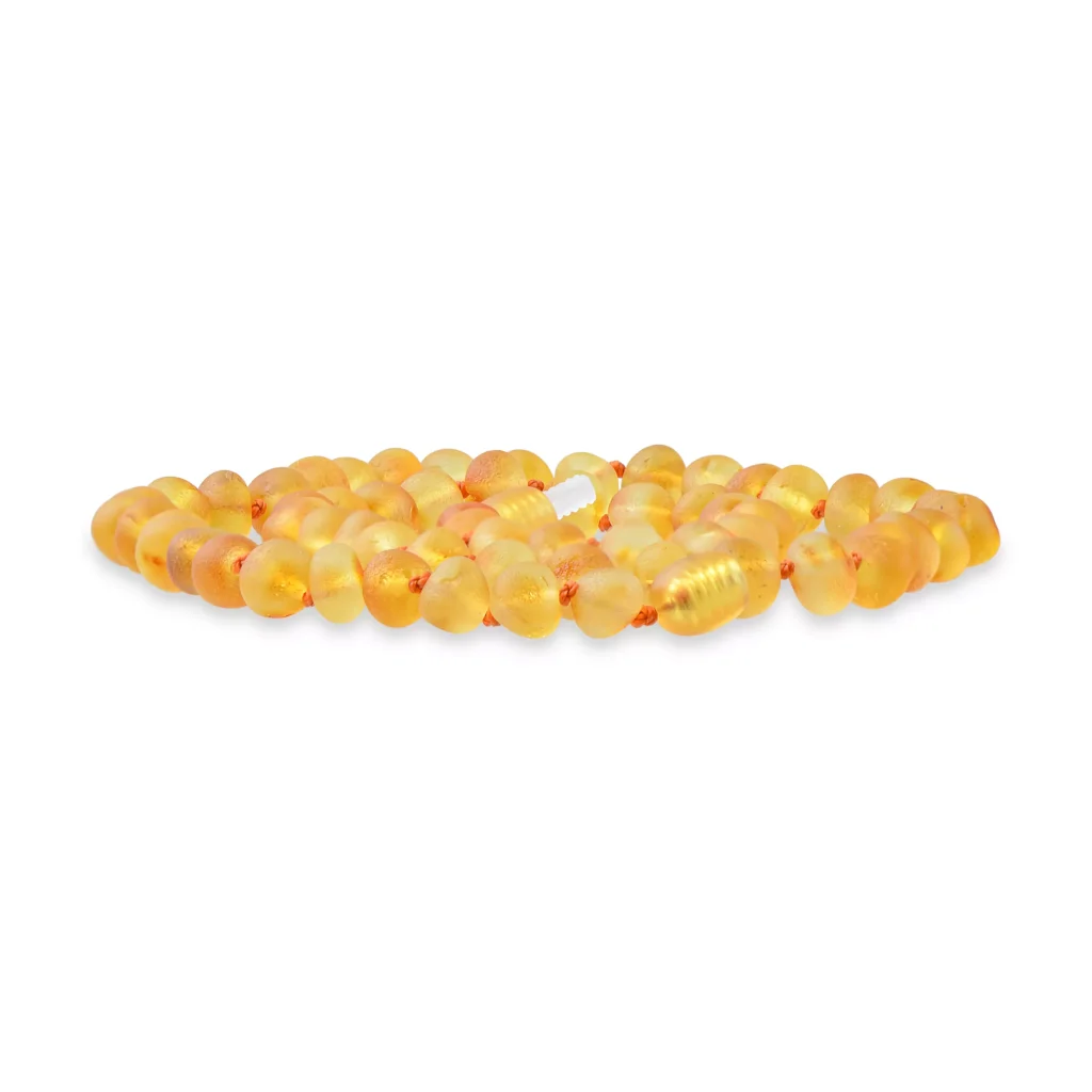 Unpolished amber necklace honey color