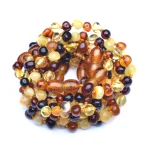 Polished multicolor teething amber bracelets wholesale