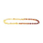 Polished teething amber necklace rainbow light