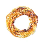 Polished teething amber necklaces wholesale rainbow light color
