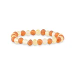 Frosted amber beaded bracelet with warm tones, stretchy elastic, perfect for casual or special wear.