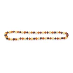 Warm Baltic amber necklace with handcrafted multicolor beads and timeless, elegant design.
