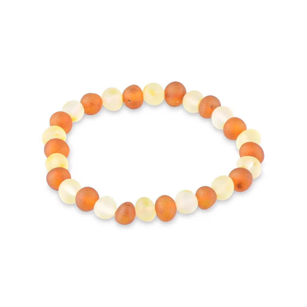 Warm amber and golden beads on stretchy cord, elegant handcrafted jewelry for any occasion.