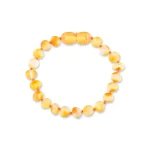 Handmade yellow amber beaded bracelet with smooth, polished, and warm-toned natural Baltic amber beads.