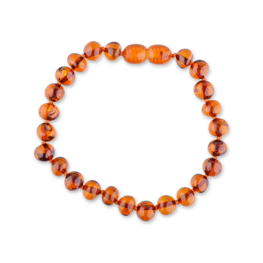 Elegant polished amber bracelet with warm, natural hues and a secure clasp.