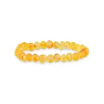 Bright yellow beaded elastic bracelet with polished, sun-inspired natural stones for versatile style.