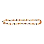 Vibrant multicolor Baltic amber necklace with handcrafted, polished beads and organic warm tones.