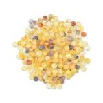 Vibrant yellow beads with subtle brown and gray accents, glossy, polished, perfect for jewelry making.