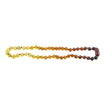 Handmade amber gradient beaded necklace showcasing warm, polished, natural Baltic amber tones.