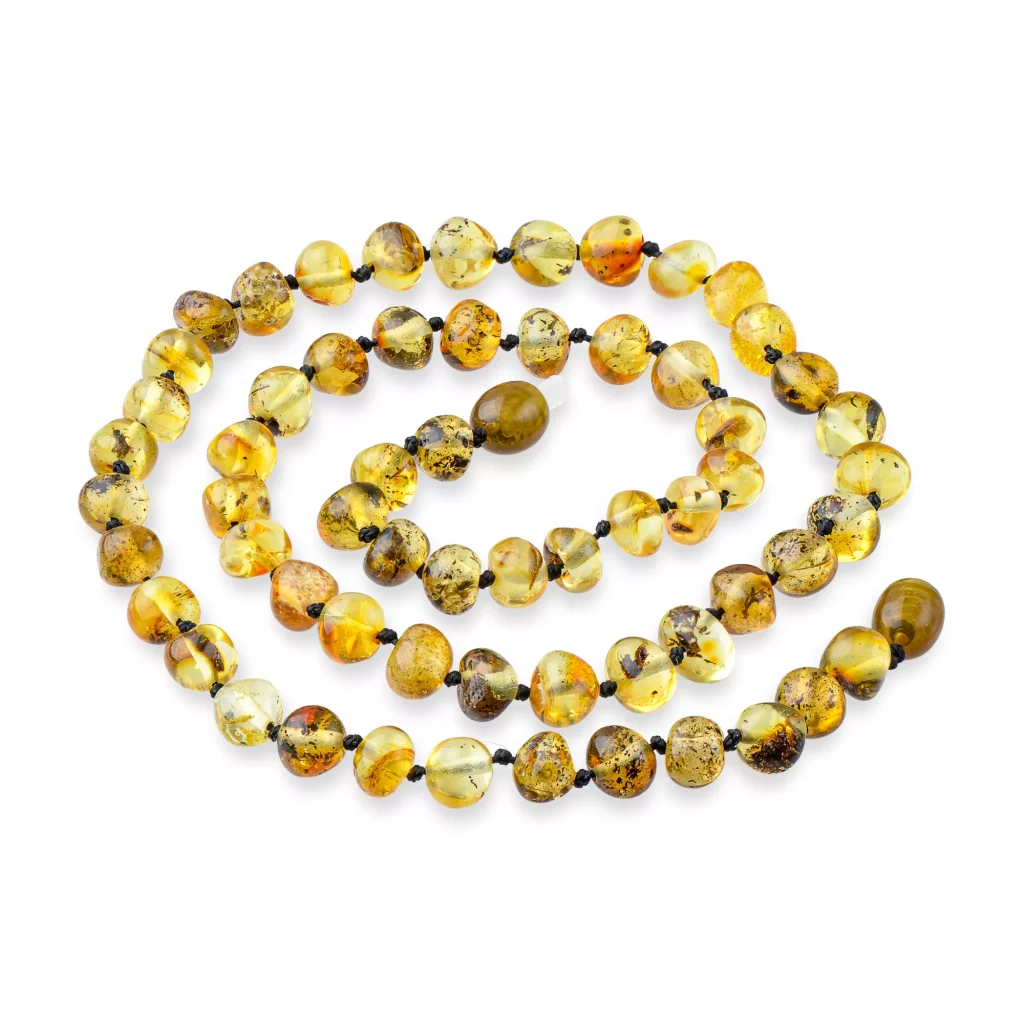 Handmade Baltic amber necklace with natural inclusions and warm golden hues for elegant style.