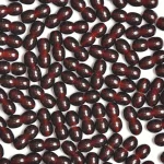 Shiny red oval seeds scattered on white background, representing natural beauty and organic bounty.