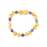 Unpolished teething amber bracelet honey color with sodalite