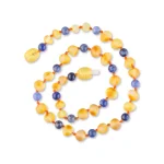 Unpolished teething amber necklace honey color with sodalite