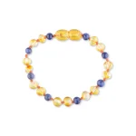 Polished teething amber bracelet honey color with sodalite