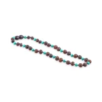Unpolished teething amber necklace cherry color with turquoise