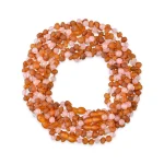 Polished teething amber necklaces wholesale cognac color with rose quartz