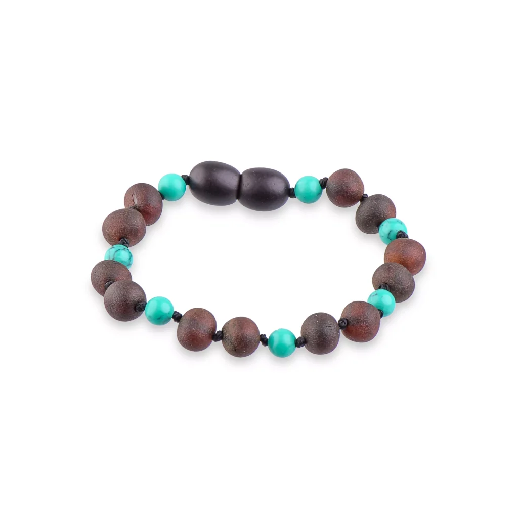 Beaded bracelet with turquoise, wooden, and natural earthy tones for bohemian style.