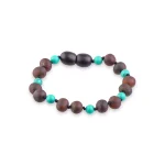 Beaded bracelet with turquoise, wooden, and natural earthy tones for bohemian style.