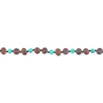 Wood and turquoise beaded necklace with black spacers for casual and elegant wear.