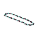 Elegant black and turquoise beaded necklace handcrafted with polished stones and vibrant accents.