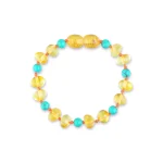 Colorful beaded bracelet with yellow, turquoise, and orange accents, playful summer-inspired accessory.