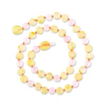 Colorful pastel beaded necklace with orange accents, vibrant, lightweight, perfect for casual or festive wear.