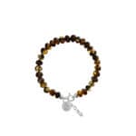 Handmade amber and silver bracelet featuring warm amber beads and a sleek silver clasp.