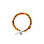 Polished amber bead bracelet with silver clasp, handcrafted, natural Baltic amber, elegant and adjustable.