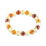 Elegant multicolor Baltic amber bracelet with polished beads, showcasing natural warmth and timeless beauty.