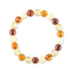 Handmade Baltic amber bead bracelet with rich honey, amber, and creamy tones for elegant style.
