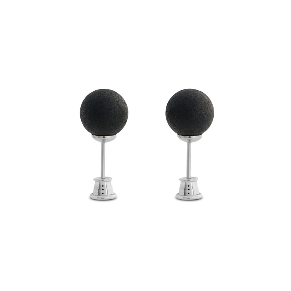 Natural Baltic amber black color sphere earrings on sterling silver studs